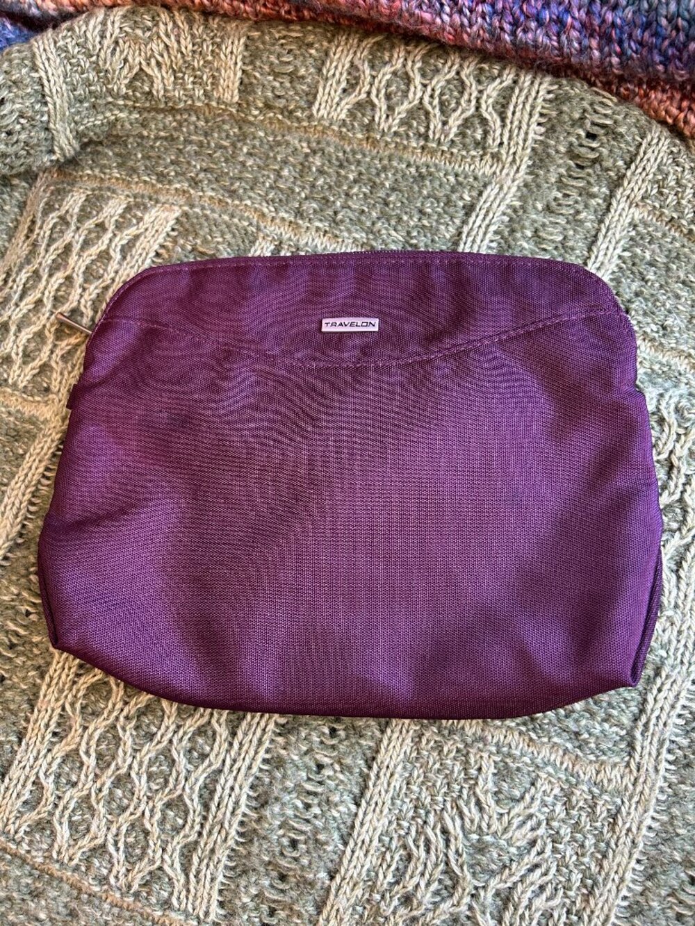 Travelon Purple Zippered Pouch Cosmetic Makeup Tech Travel Bag Organizer